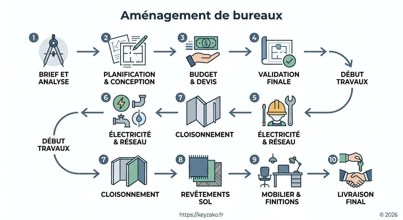 Les étapes du space planning depuis l'audit jusqu'à la sélection du mobilier et la livraison