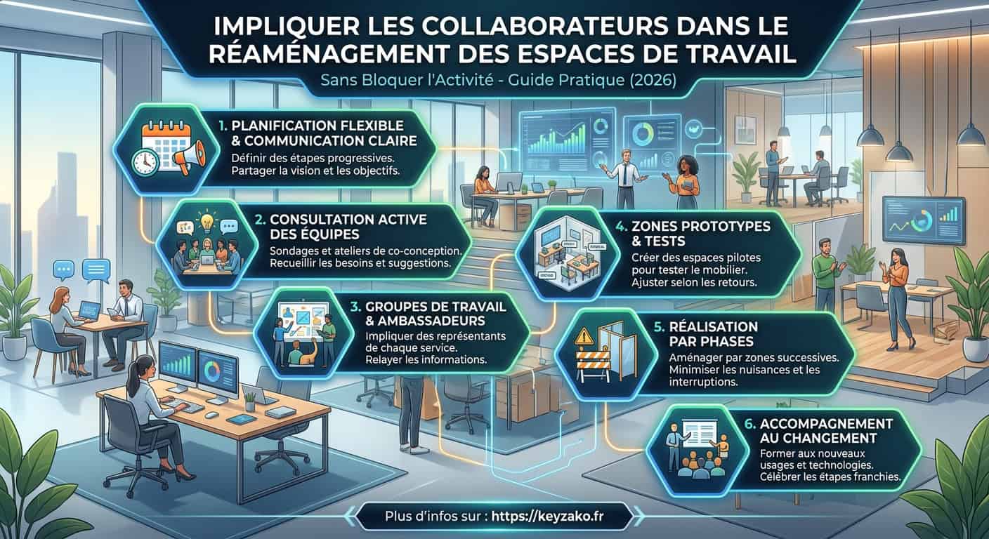 Processus en 5 étapes pour impliquer les collaborateurs dans l'aménagement de bureaux sans stopper l'activité