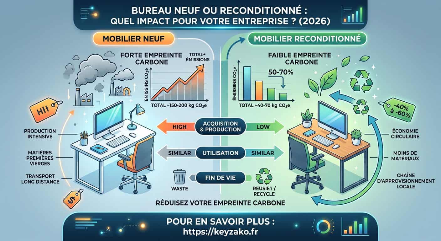 Graphique réduction 70% émissions de CO2 par le mobilier reconditionné
